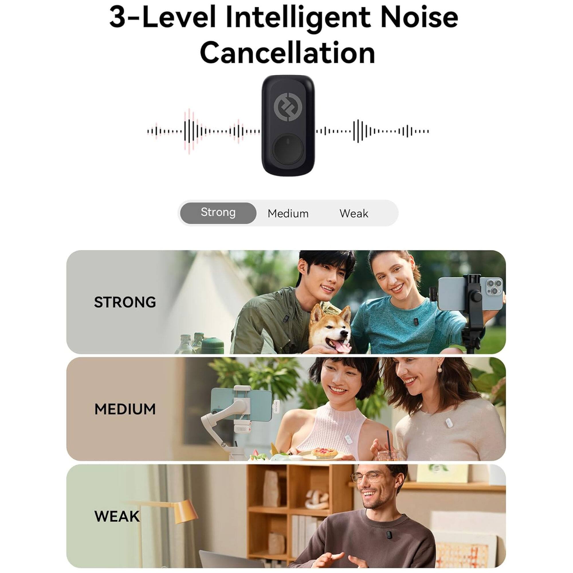 3-Level Intelligent Noise Cancellation

Strong Medium Weak

STRONG

MEDIUM

WEAK