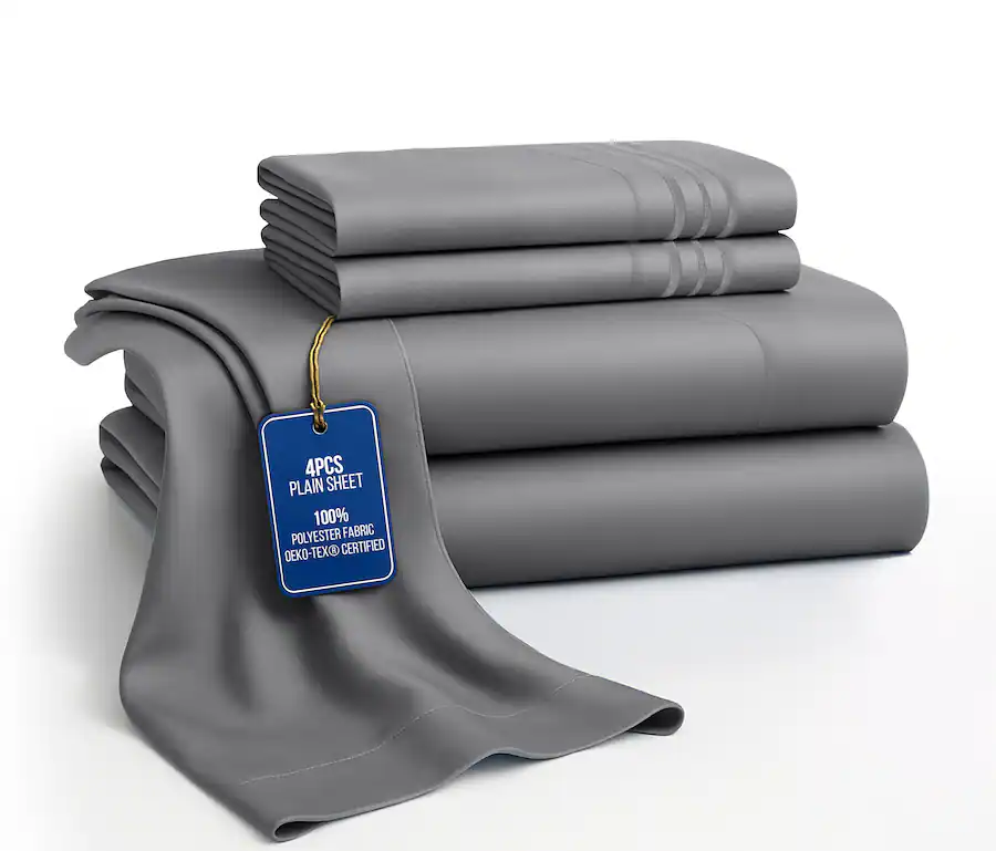 Pocket Set Machine Lux Decor Collection 4 Piece King Bed Sheet Set, Ultra Soft Microfiber ...