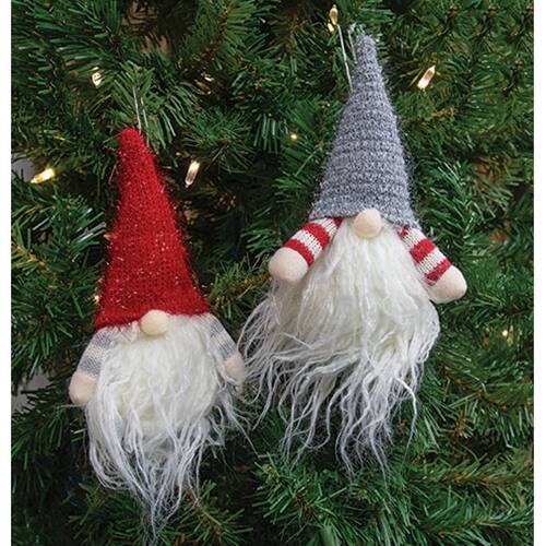 Back. BreeBe - *Red/Grey Santa Gnome Ornament 2 Asstd. - Multi.