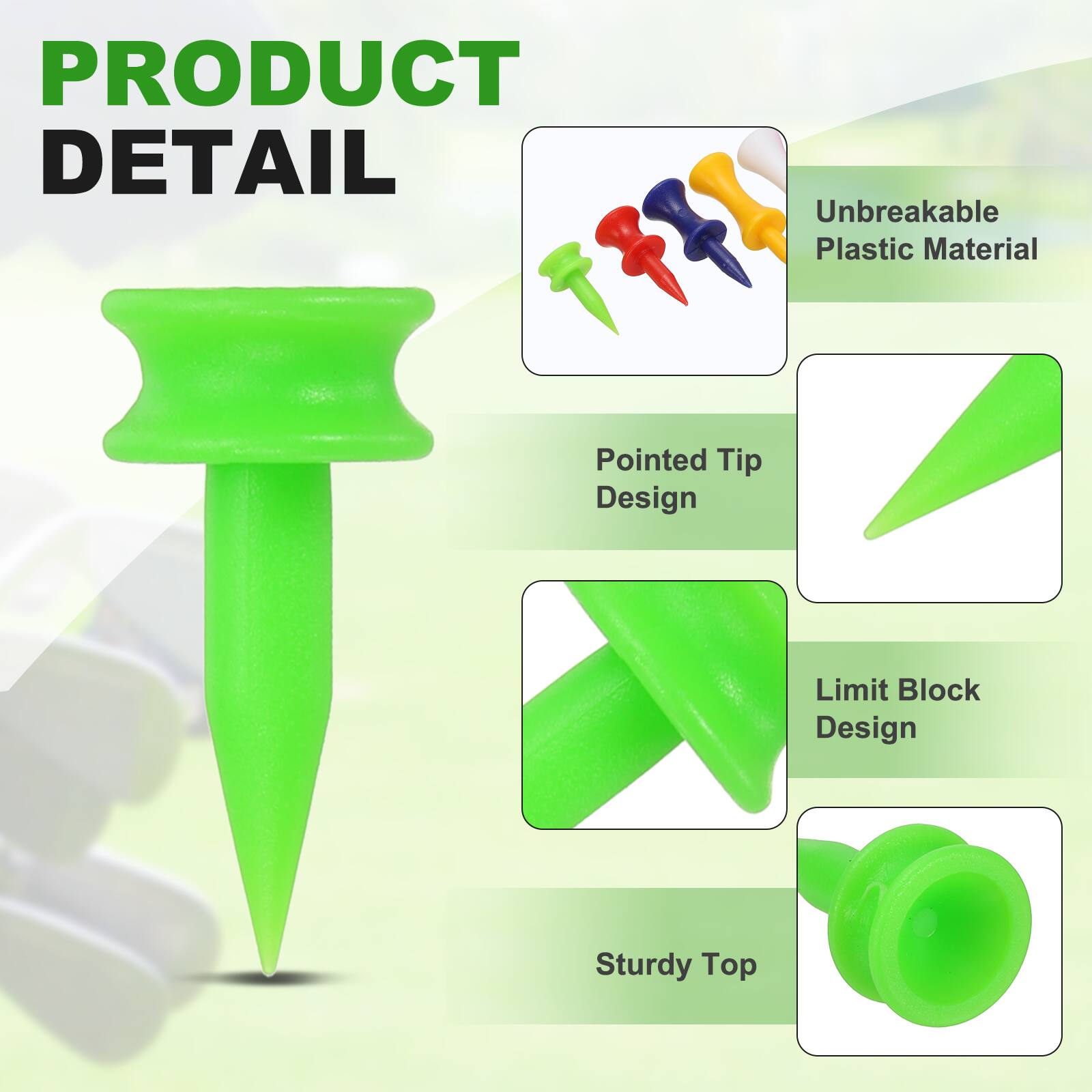 PRODUCT DETAIL

- Unbreakable Plastic Material
- Pointed Tip Design
- Limit Block Design
- Sturdy Top