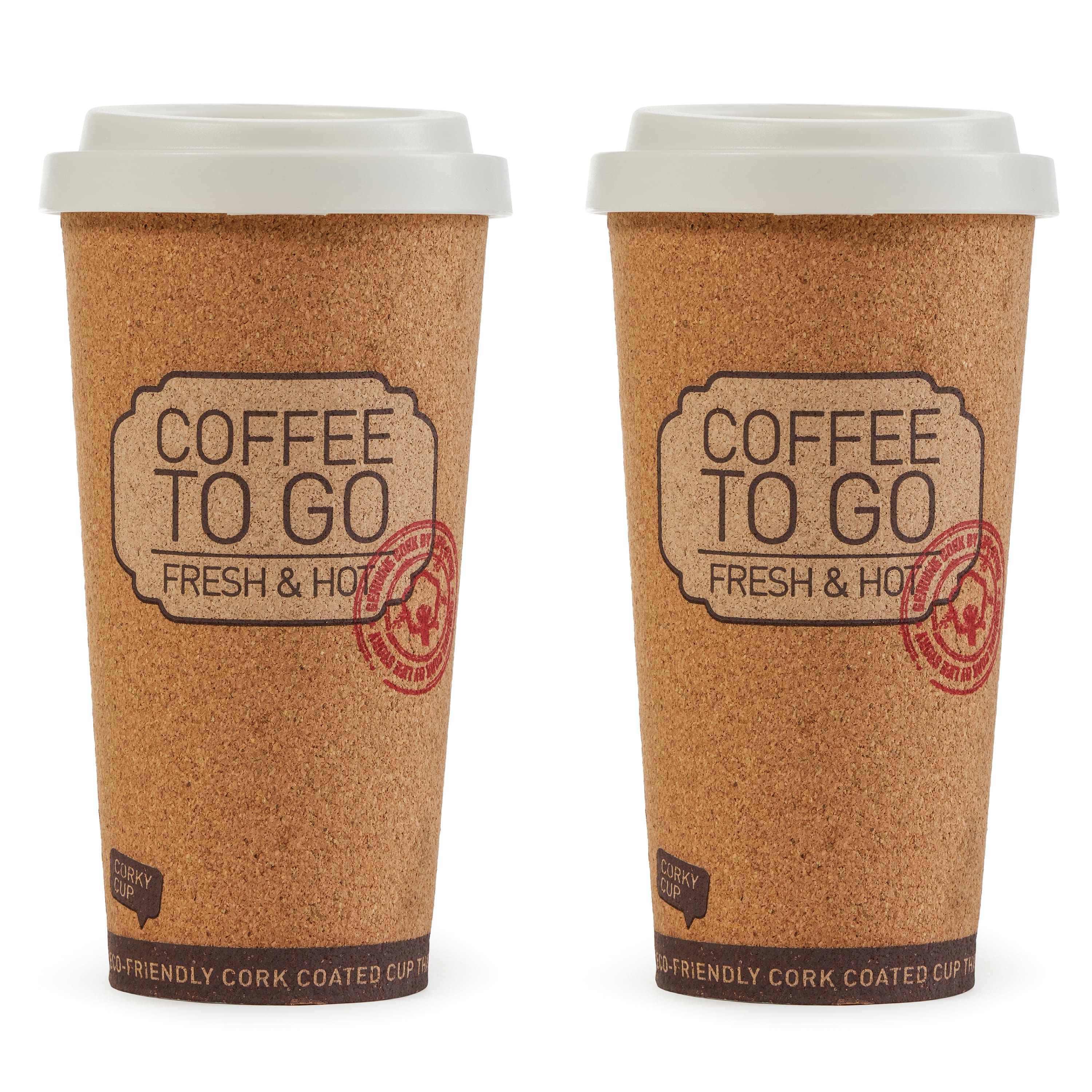 Life Story - Corky Cup Reusable 16 oz Insulated Travel Mug Coffee Thermos (2 Pack) - Brown