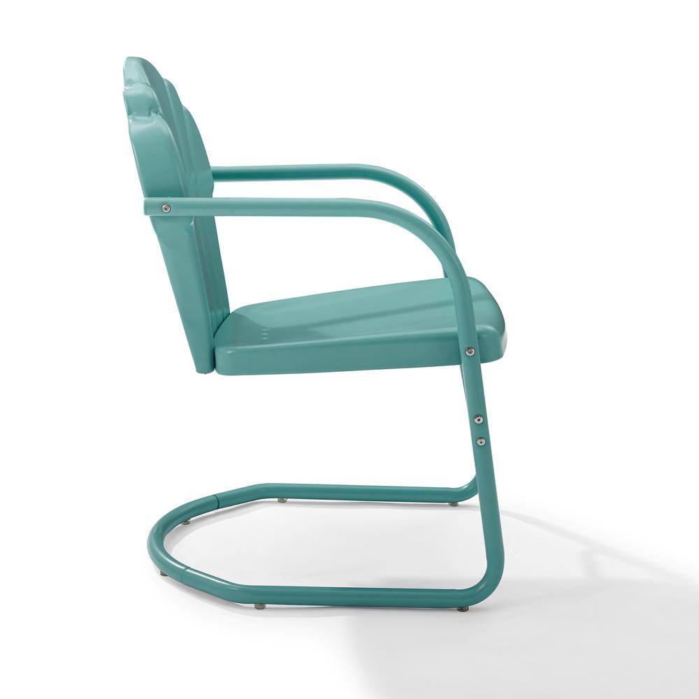 Back. Crosley Furniture - Tulip 2Pc Retro Outdoor Chair Set - 2 Chairs - Pastel Blue Satin.
