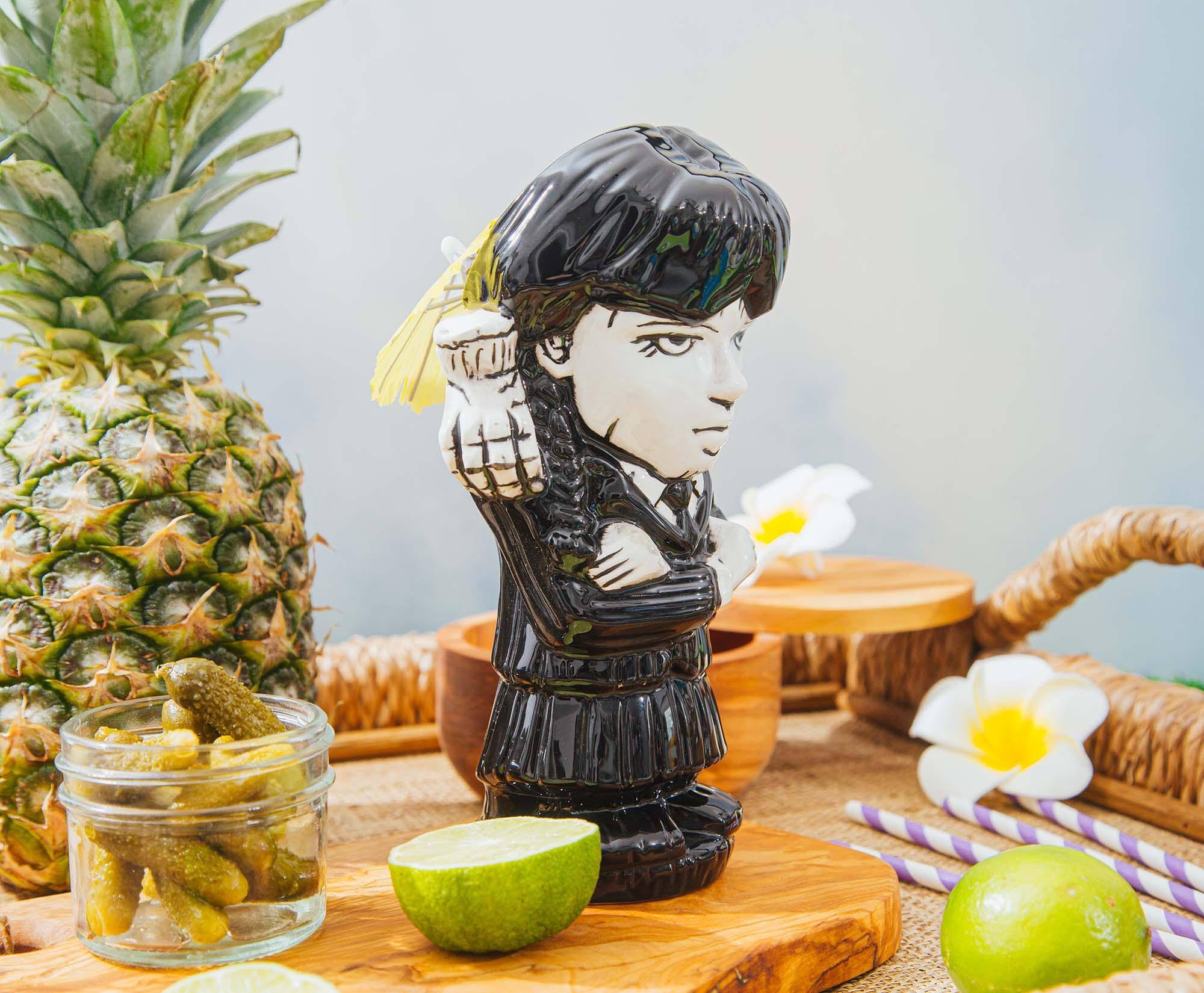 Alt View 2. ThinkGeek - Geeki Tikis The Addams Family Wednesday Ceramic Mug | Holds 11 Ounces - Black/White.