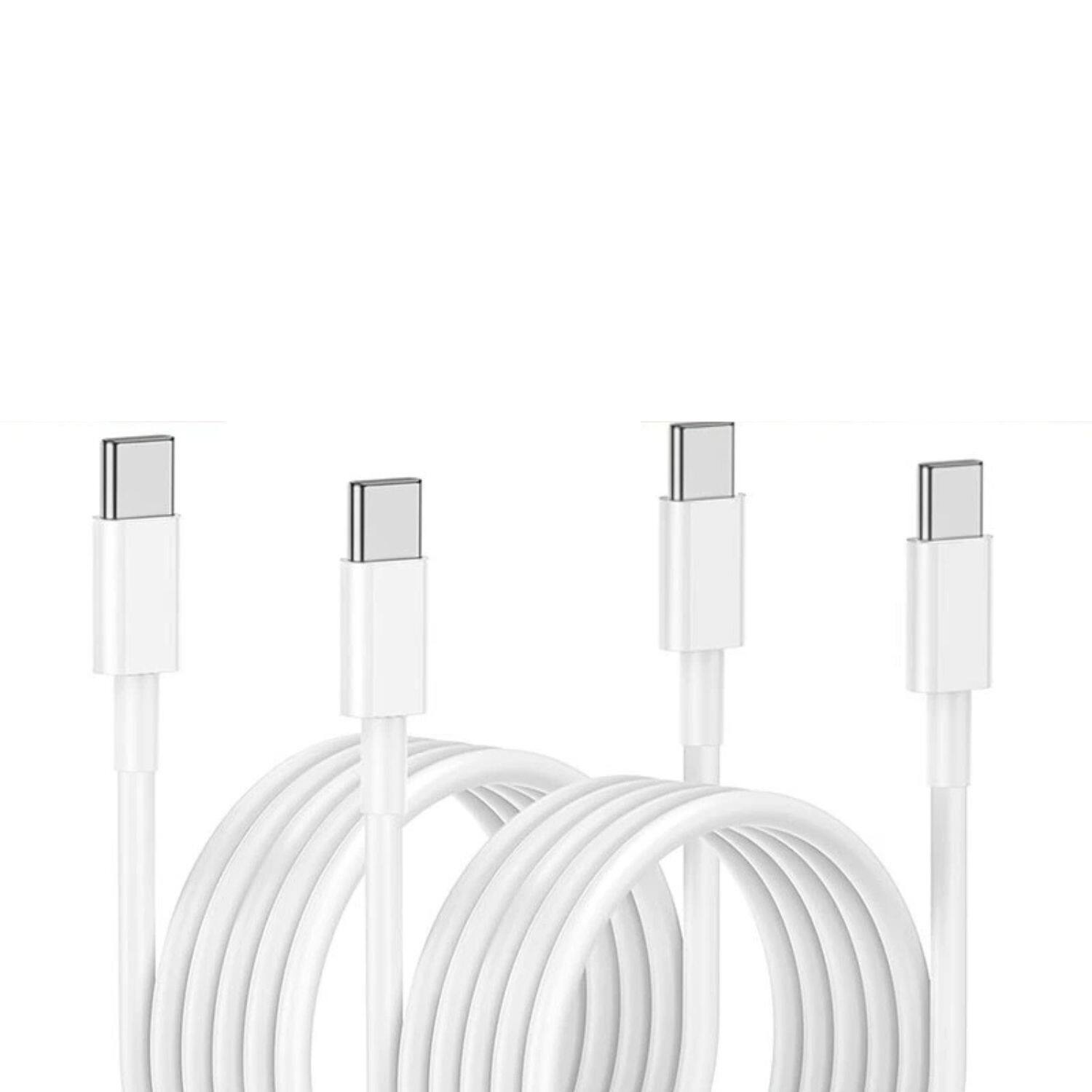 Home Collection - 2-Pack USB-C to USB-C Fast Charging Cables (6ft) – 80W Power Delivery Cord for iPhone 16/15, iPad & USB-C Devices - White