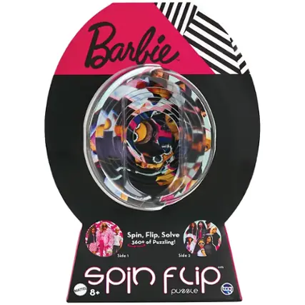 Barbie Spin Flip Solve 360 of Puzzling! Side 1 Side 2 em Mattel spin 8 + flip puzzle COO.