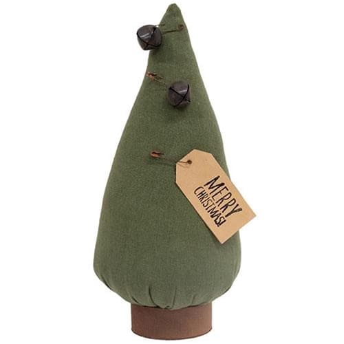 BreeBe - Stuffed Primitive "Merry Christmas" Tree on Base - Multi