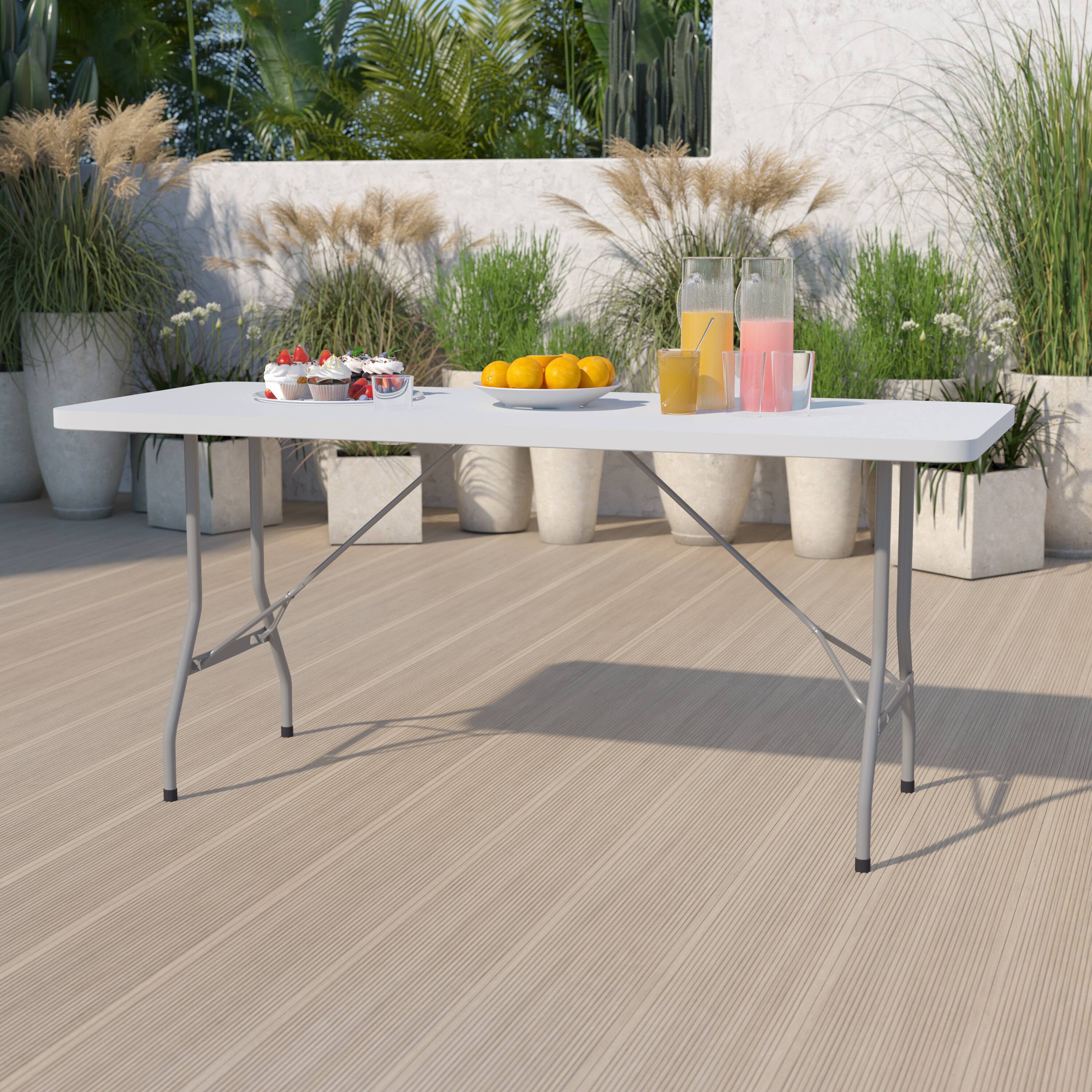 Alt View 11. Alamont Home - Kathryn 6-Foot Granite White Plastic Folding Table - Banquet / Event Folding Table - Granite White.