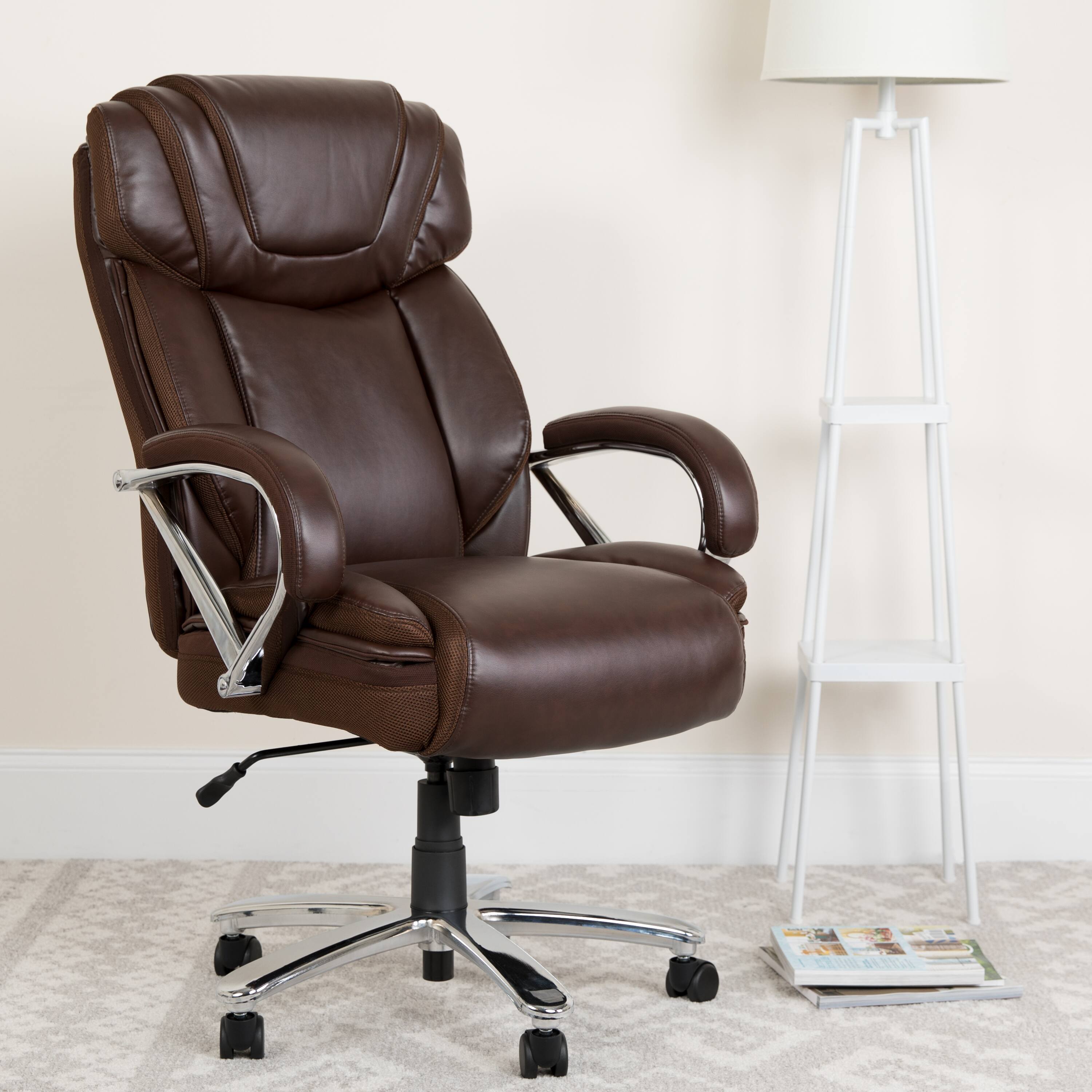 Alt View 1. Emma + Oliver - 500 lb. Big & Tall LeatherSoft Executive Ergonomic Office Chair with Wide Seat - Brown.