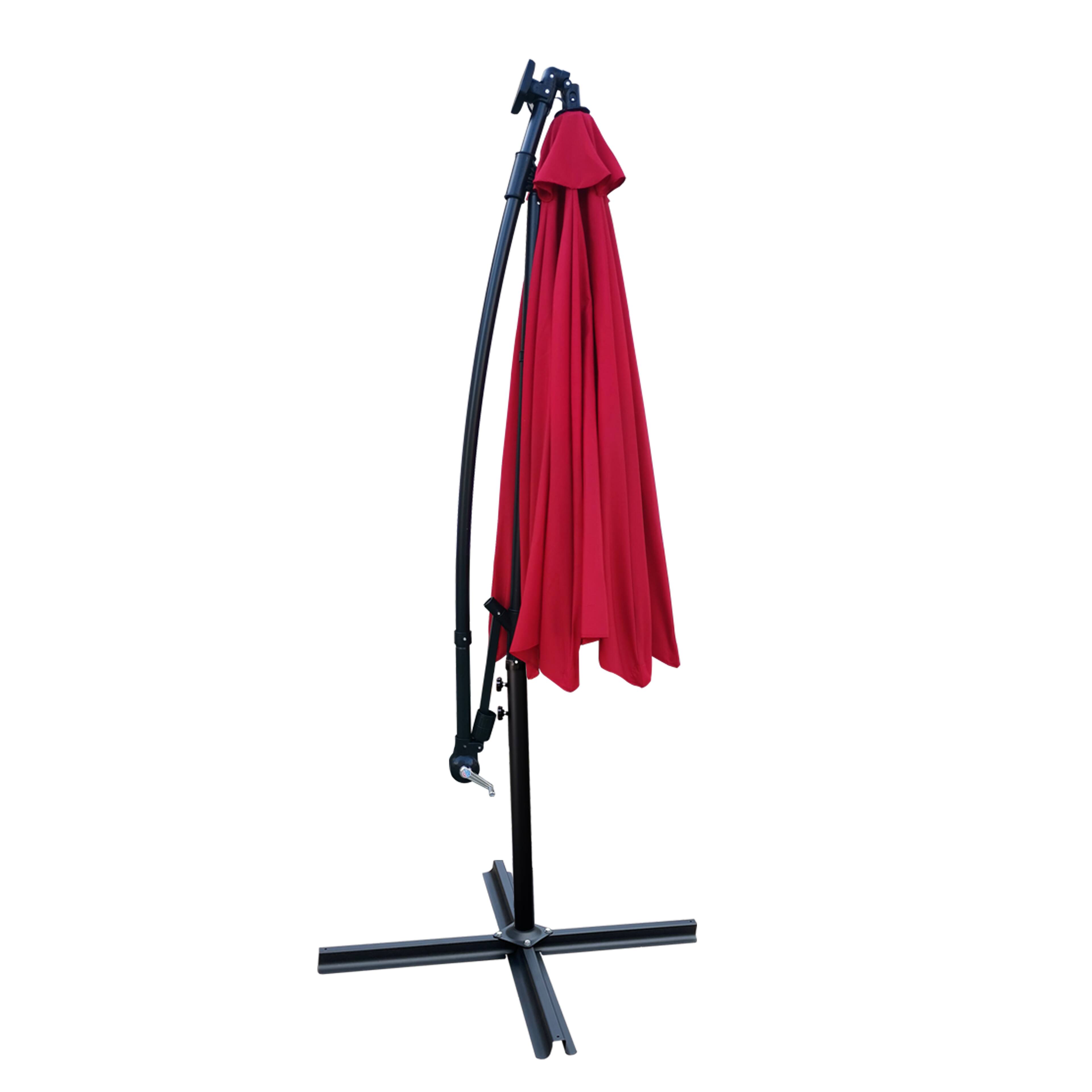 Left. Loheer - Loheer 10 ft Solar Lighted Patio Umbrella with Cross Base Crank Lift Round Outdoor Sun Shade for Pool Deck Garden.