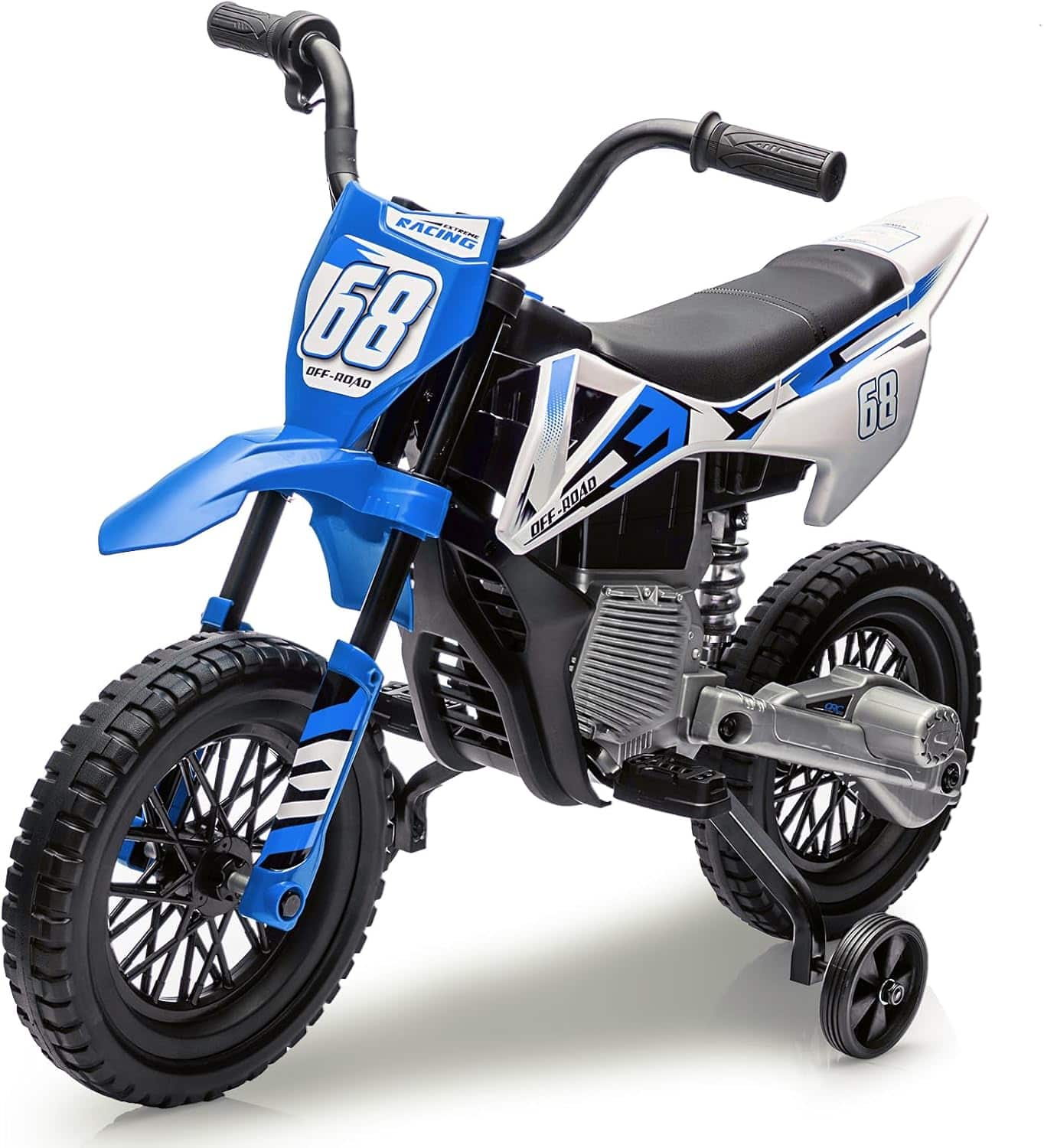 Homhougo - 12V Electric Dirt Bike, Kids Electric Motorcycle with 25W*2 Motor, Twist Grip Throttle, Training Wheels