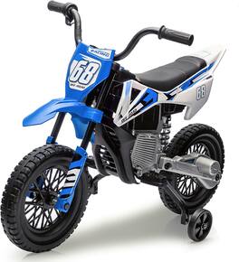 Homhougo - 12V Electric Dirt Bike, Kids Electric Motorcycle with 25W*2 Motor, Twist Grip Throttle, Training Wheels