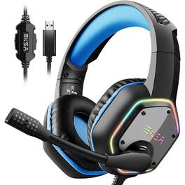 EKSA Telecom - EKSA E1000 Gaming Headset – Blue, Noise-Canceling Mic, RGB Light, 7.1 Surround Sound, PC, PS4, PS5, Laptop