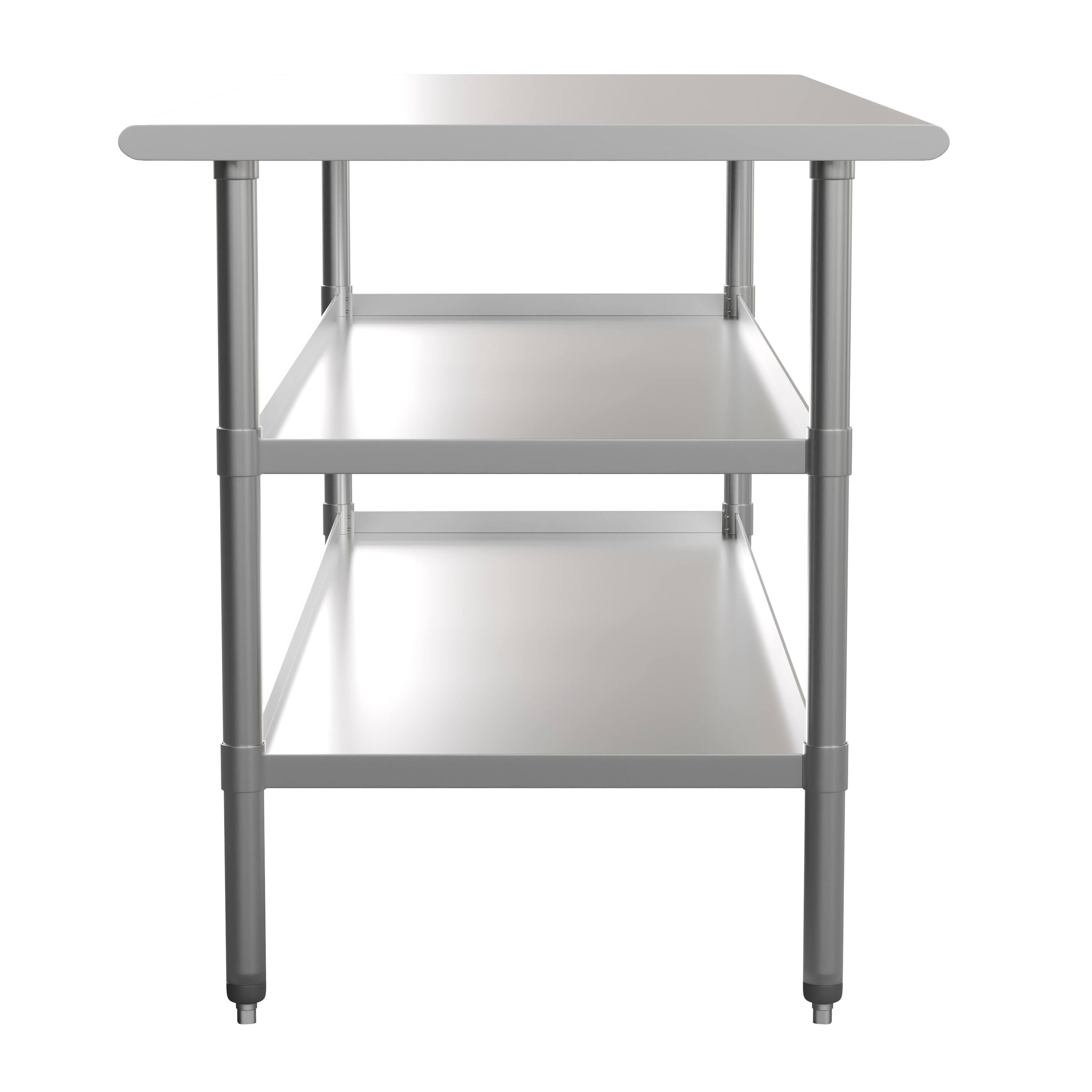 Alt View 5. Emma + Oliver - NSF Certified Stainless Steel 18 Gauge Work Table with 2 Undershelves - Stainless Steel.