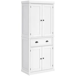 Homcom - 72.5" Kitchen Pantry Cabinet, Freestanding Storage Cabinet with 4 Doors, Drawer & 3 Adjustable Shelves for Dining Room - White