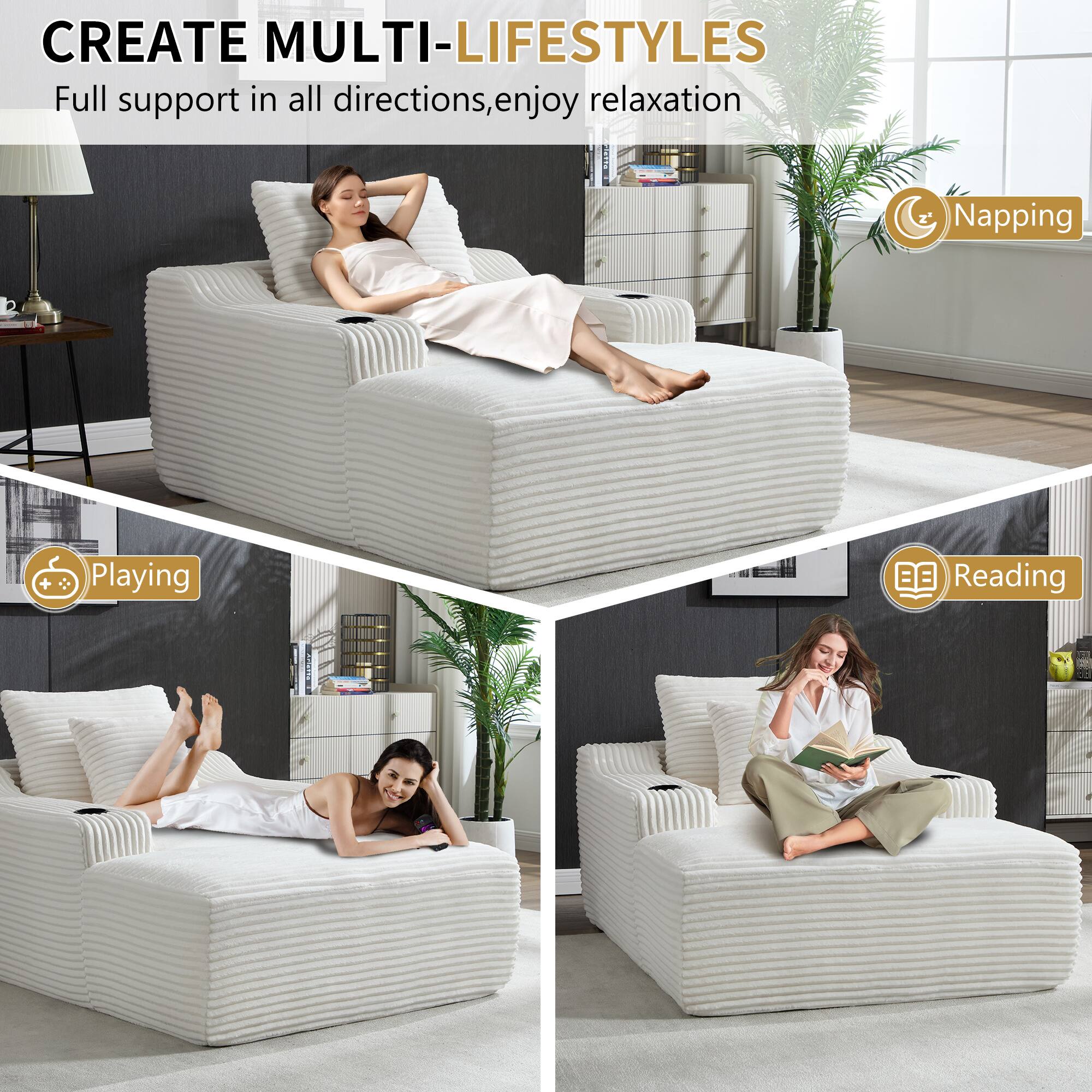 CREATE MULTI-LIFESTYLES  
Full support in all directions, enjoy relaxation  

Napping  
Playing  
Reading