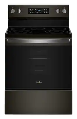 Whirlpool - 5.3 Cu. Ft. Freestanding Electric Range with Air Cooking Technology and Steam Clean - Black Stainless Steel