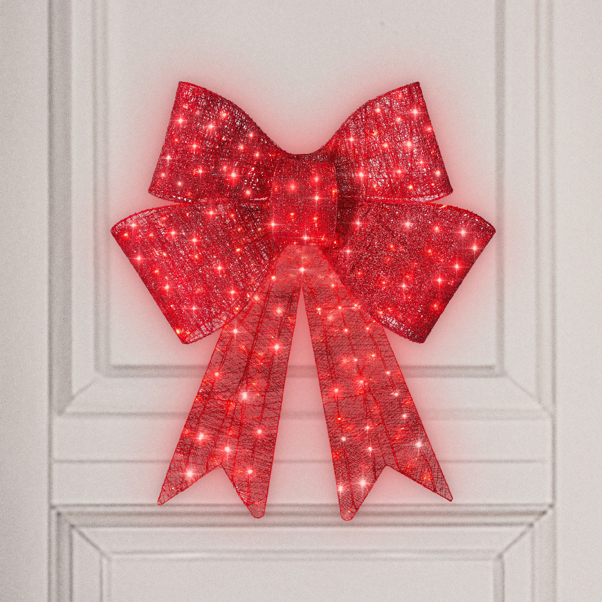 Front. Best Choice Products - Best Choice Products 24in Pre-Lit XL Christmas Bow, Large Outdoor LED Lighted Holiday Decor w/ 8 Light Functions, Hook - Red.