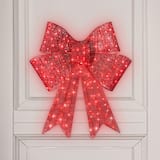 Best Choice Products - 24in Pre-Lit XL Christmas Bow, Large Outdoor LED Lighted Holiday Decor w/ 8 Light Functions, Hook - Red