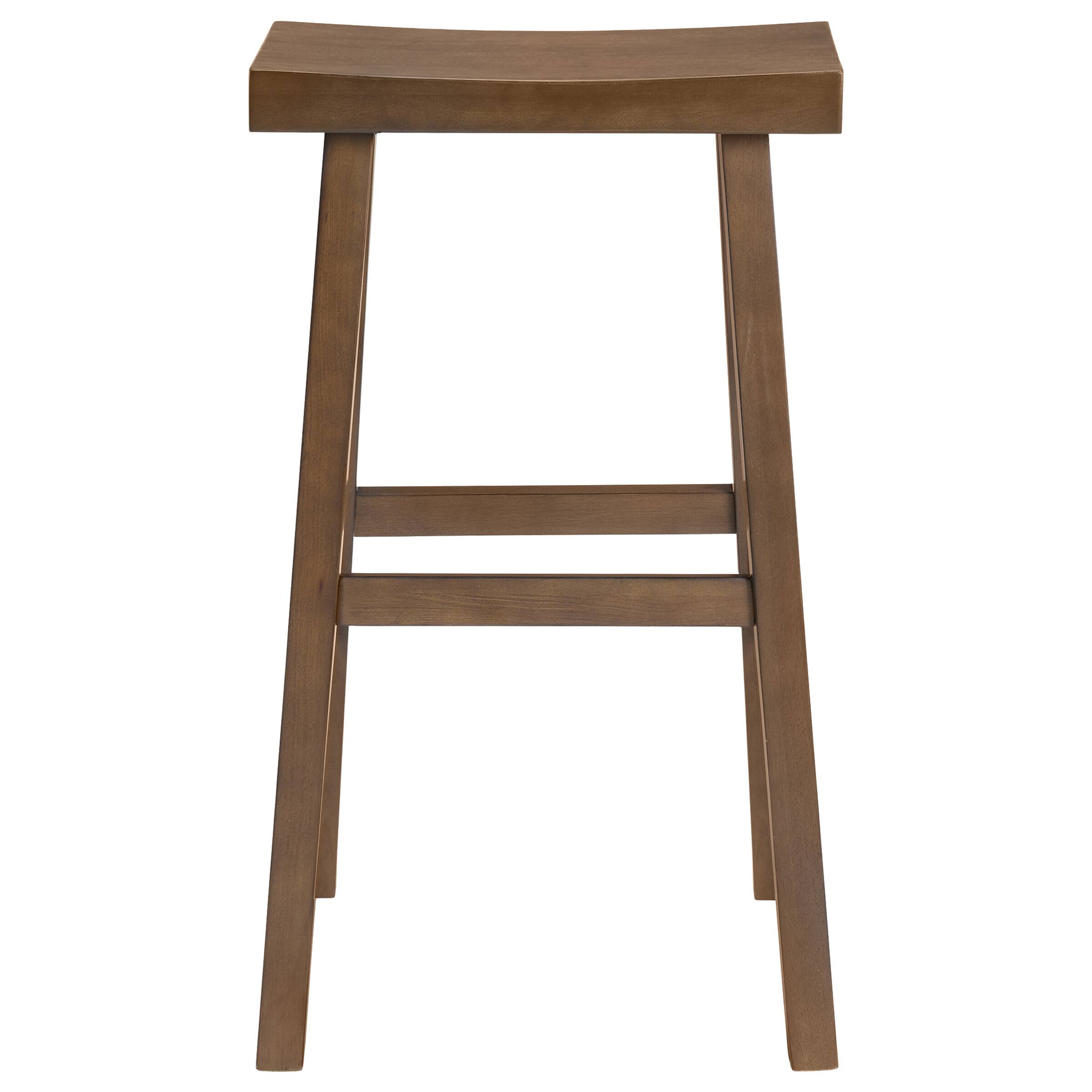 Alt View 5. Alaterre Furniture - Bar Stools Set of 2 31-Inch Tall Counter Height Bar Stools with Backless Saddle Seat and Footrests, Walnut - Walnut.