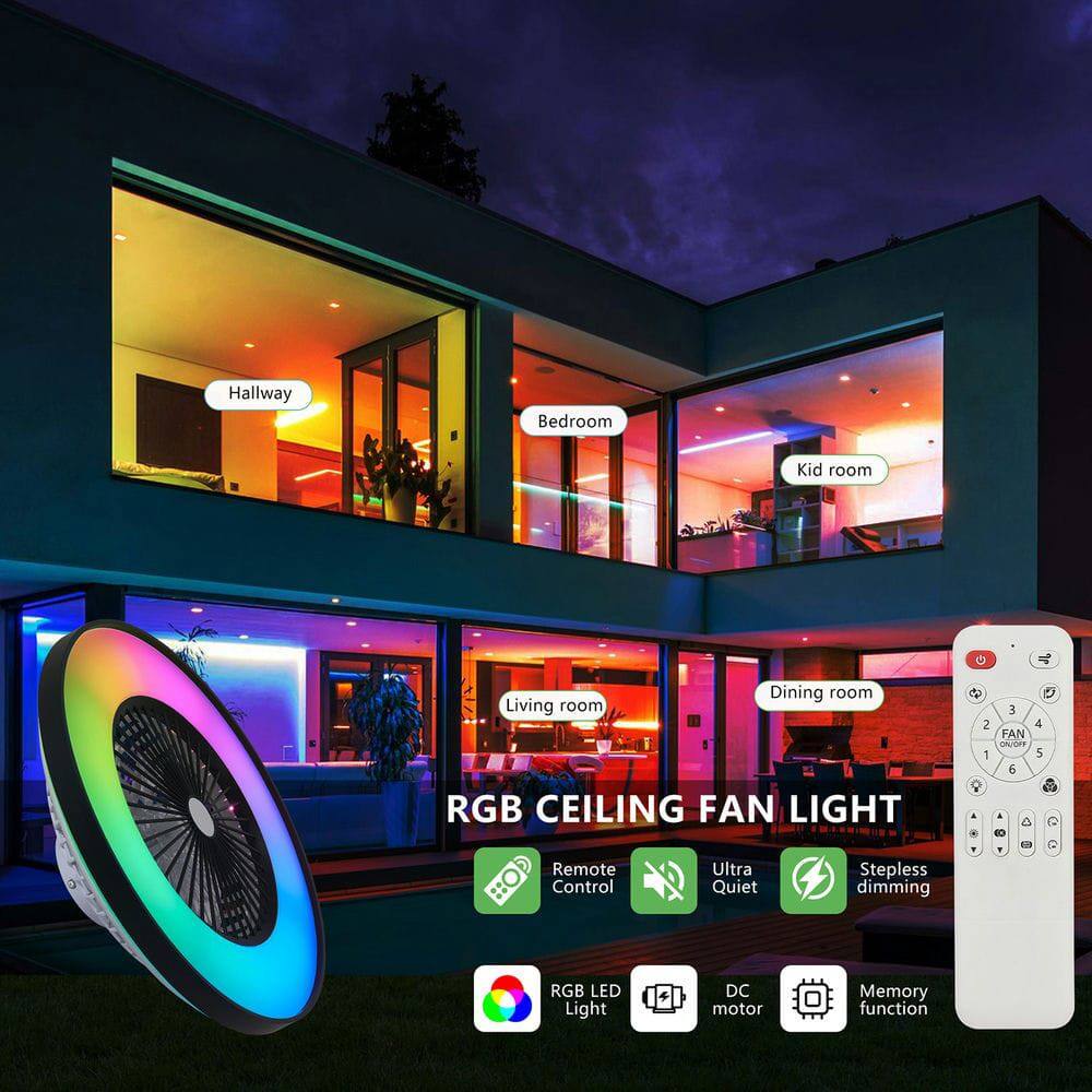 Hallway Bedroom Kid room Dining room Living room

RGB CEILING FAN LIGHT

Remote Control
Ultra Quiet
Stepless dimming

RGB LED Light
DC motor
Memory function