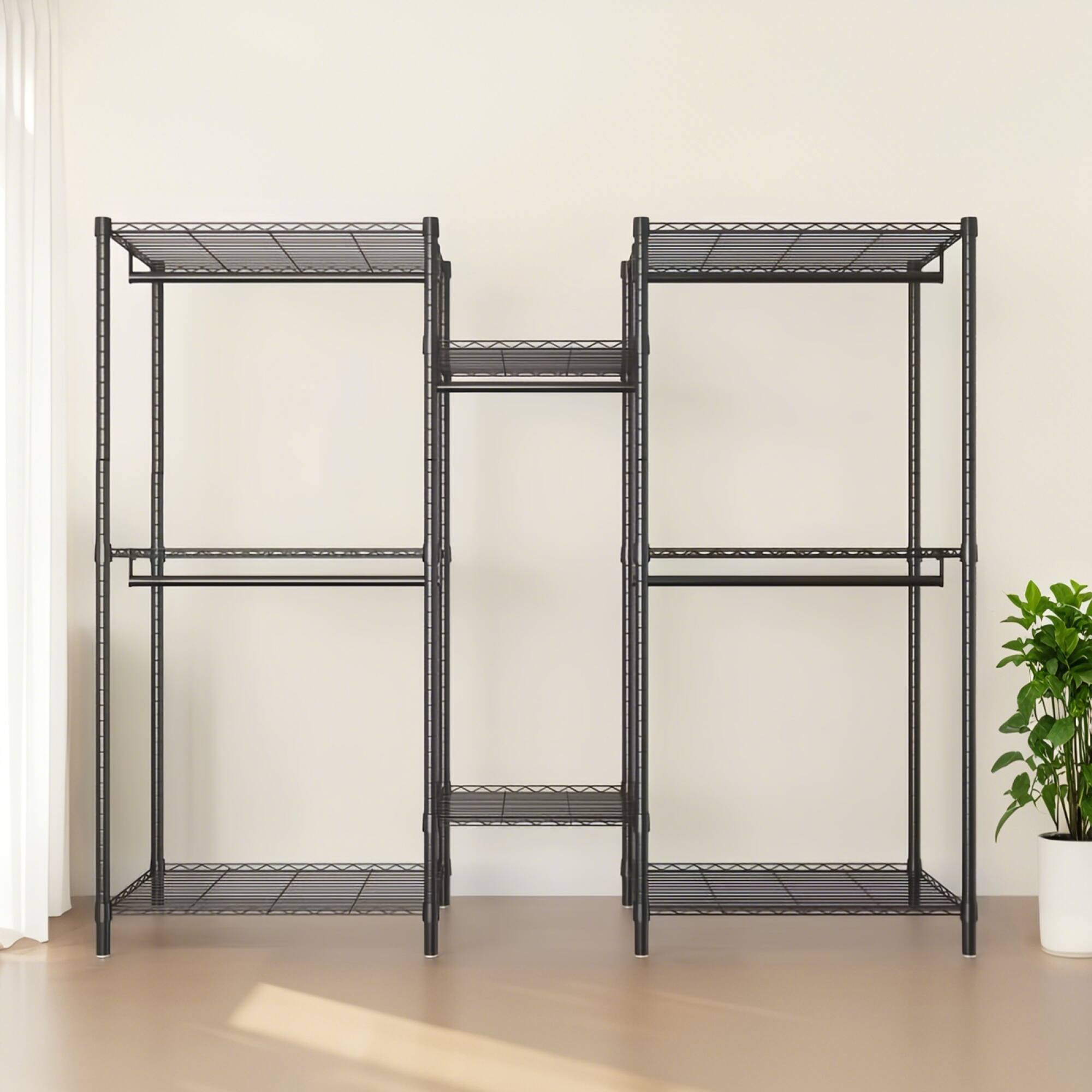 Alt View 5. GOODSILO - Heavy Duty Freestanding Garment Rack with Adjustable Wire Shelving and Multiple Clothes Rails for Maximum Storage - Black.