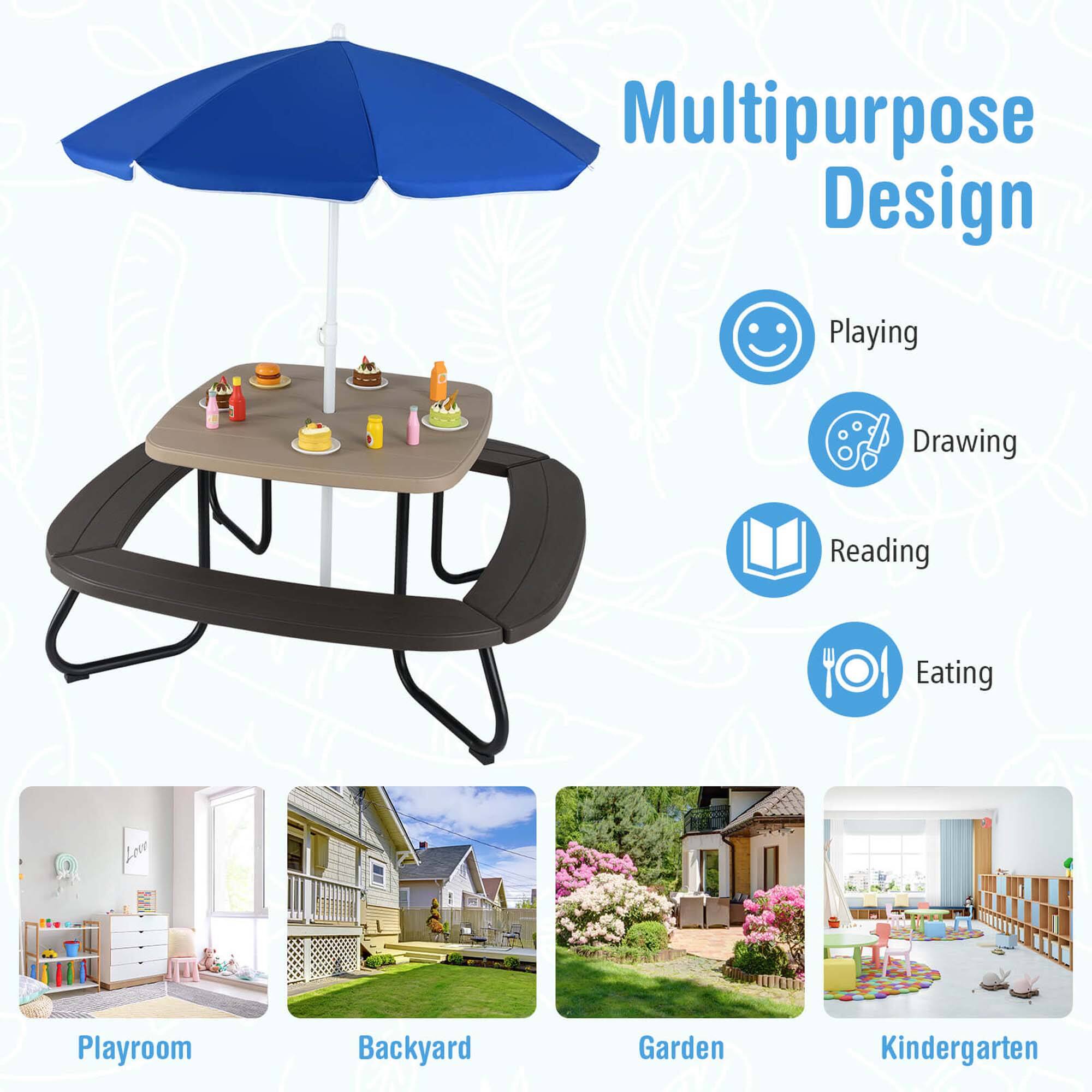 Multipurpose Design  
Playing  
Drawing  
Reading  
Eating  

Playroom  
Backyard  
Garden  
Kindergarten