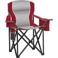 Bestier Folding Steel Camping Chair with Side Pocket and Cup Holder for Fishing,Camping - Red - Front_Zoom