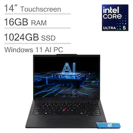 Lenovo - Upgraded - ThinkPad T14 Gen6 14" FHD+ Touchscreen Laptop - AI PC - Intel Core Ultra 5 225U 2025 - 16GB RAM - 1TB SSD - Win11Pro - Touchscreen - Black