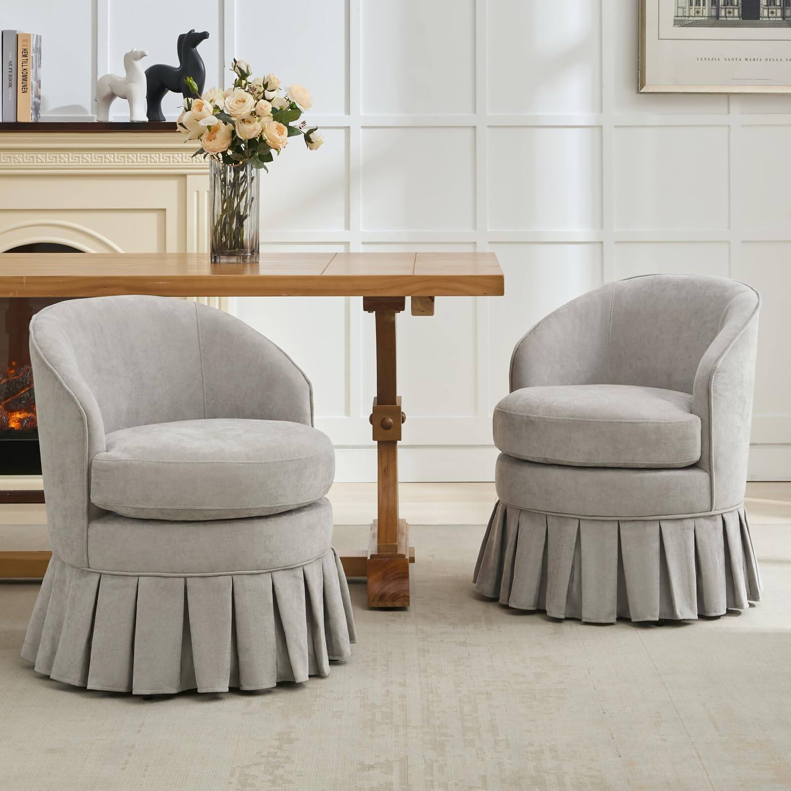 Alt View 4. Jojoka - Mid Century Armchair, Modern Barrel Accent Chair, Comfy Upholstered Chair for Living Room, Vanity - Gray.