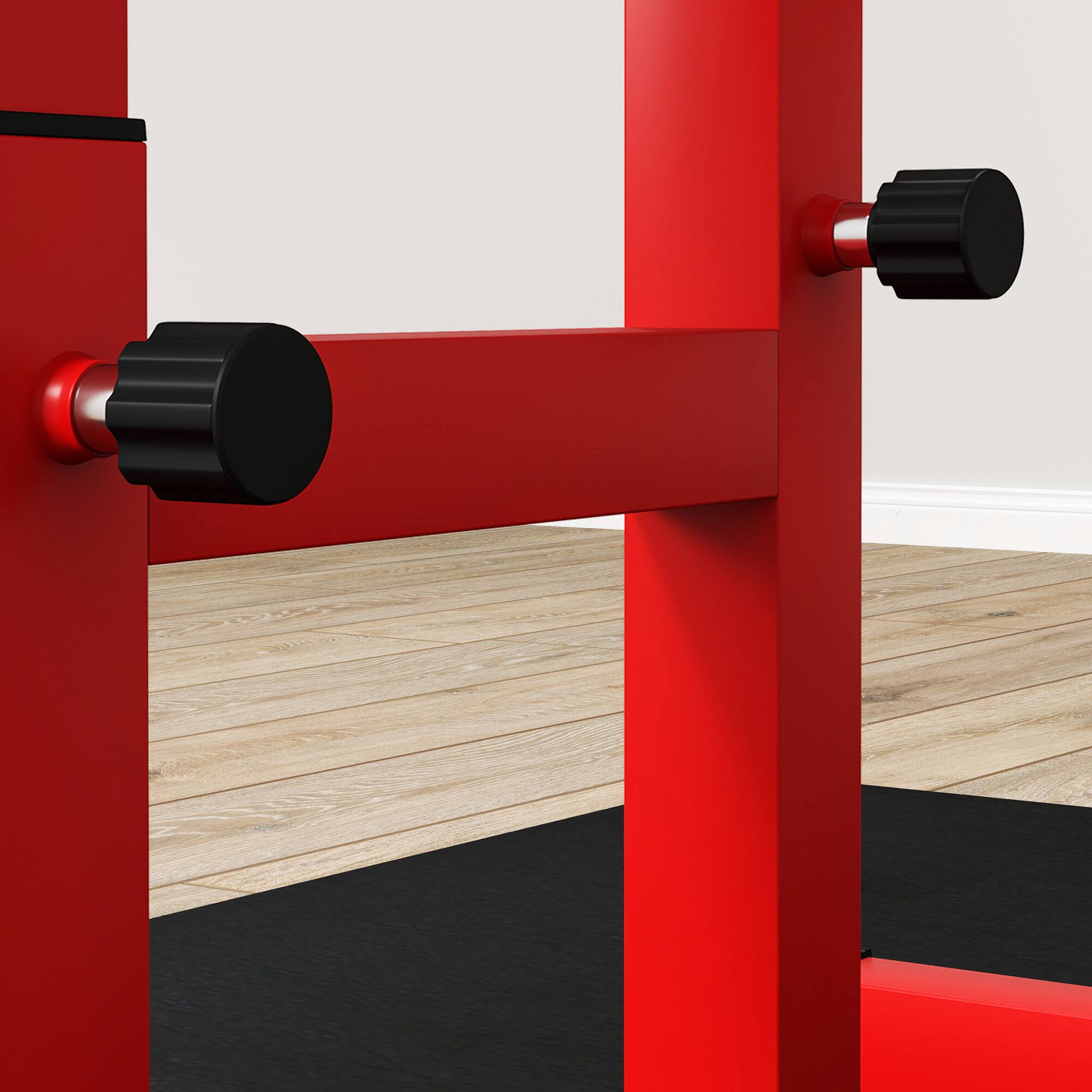 Alt View 8. Soozier - Adjustable Preacher Curl Bench with Brabell Rack, Strength Training Seated Arm Isolated Barbell Dumbbell Bicep Station - Red.