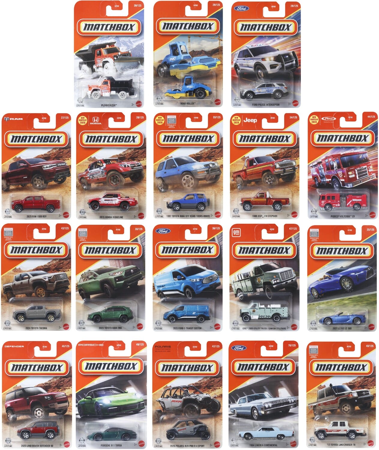 Mattel - Matchbox 1:64 Basic Car Collection 24-Piece D Assortment - COLLECTIBLES - Multicolor