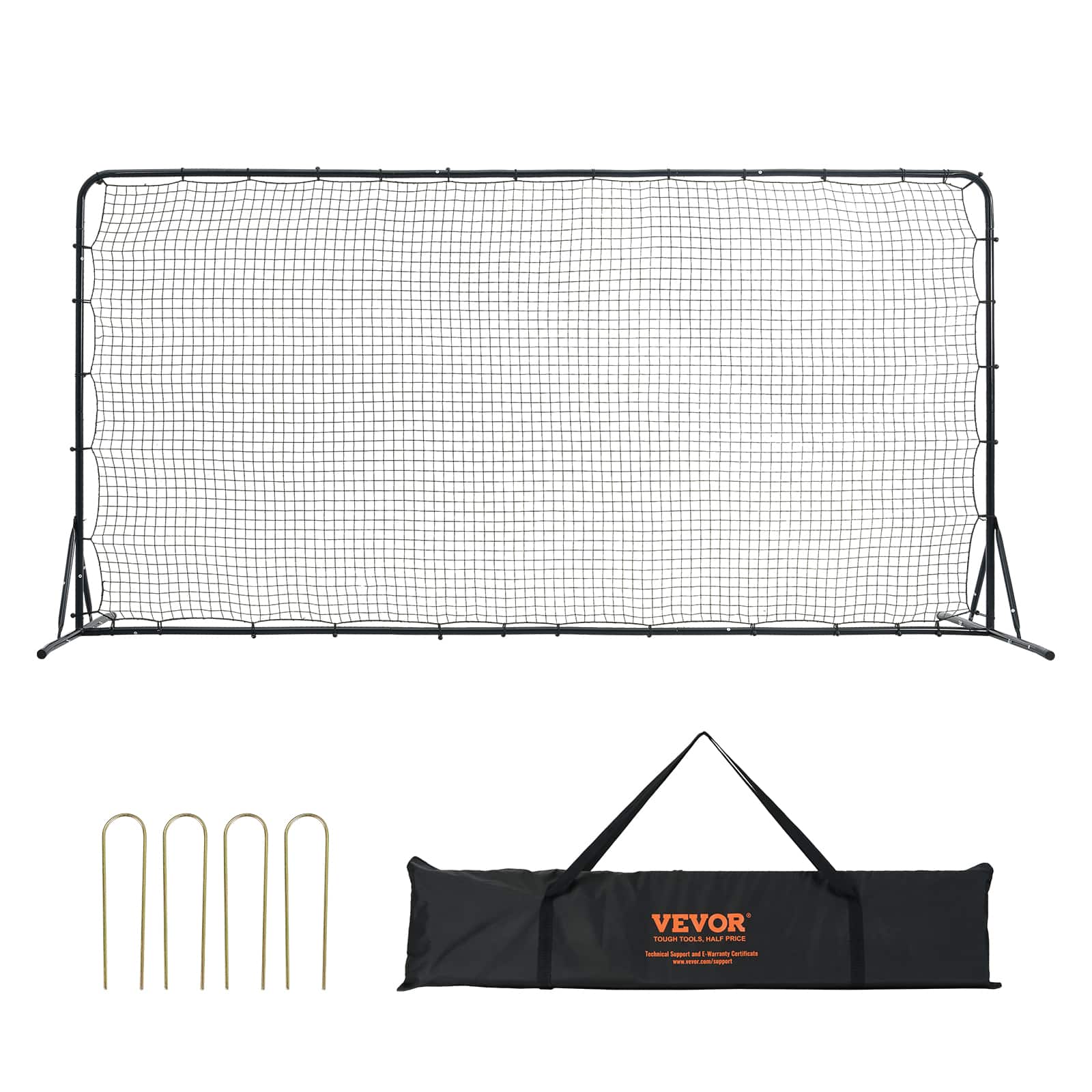 VEVOR - Soccer Rebounder Net, 12x6FT Iron Soccer Training Equipment, Sports Football Training Gift with Portable Bag - Black