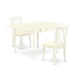 East West Furniture - Dining Room Set Linen White - Brown