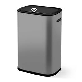 Babevy - 14.5 Gal / 55l Motion Sensor Trash Can with Touchless Soft-Close Lid, Stainless Steel Automatic Garbage Bin - Gray