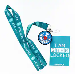 Seven20 - Sherlock Holmes I Am Sherlock with 2D Heart Sherlock Lanyard Charm - Teal
