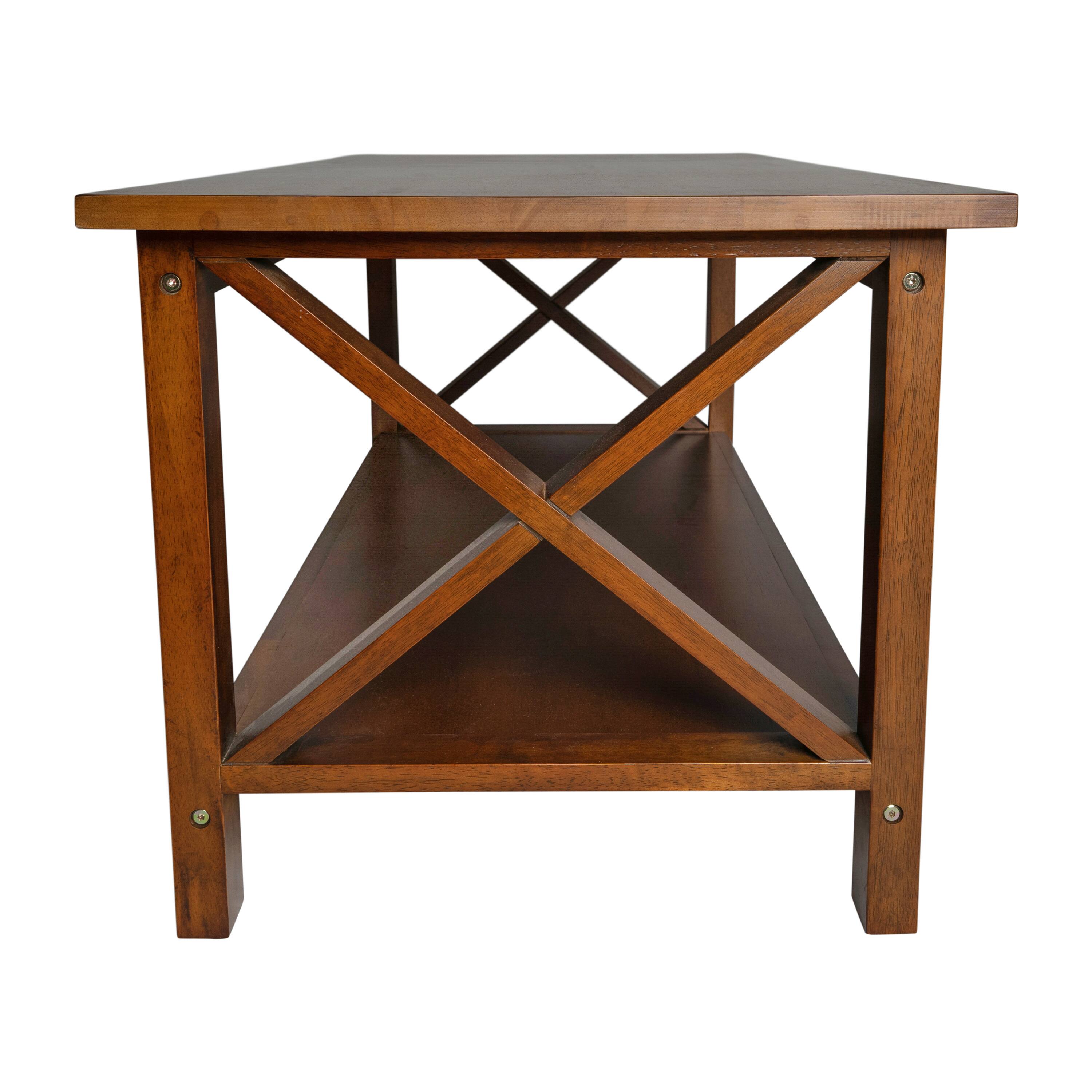 Left. Flash Furniture - Jasper Farmhouse Style Solid Wood Coffee Table with Traditional X-Frame Design and Lower Shelf in Walnut - Brown.