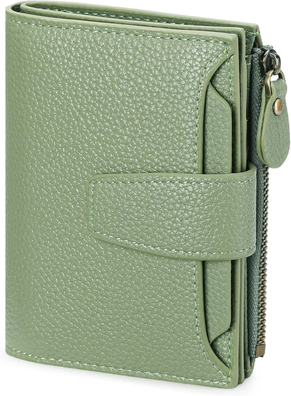 ZUQIETA - Small Wallet for Women Leather Bifold Compact RFID Blocking - Ac-Light green