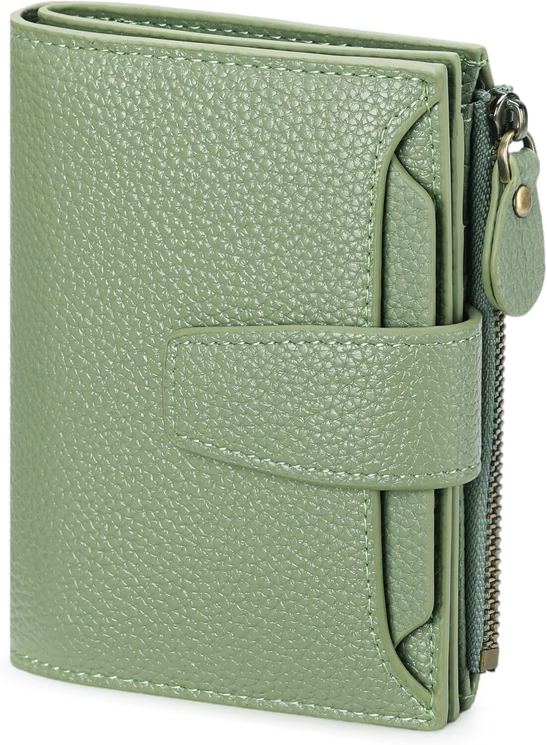 Front. ZUQIETA - ZUQIETA Small Wallet for Women Leather Bifold Compact RFID Blocking - Ac-Light green.