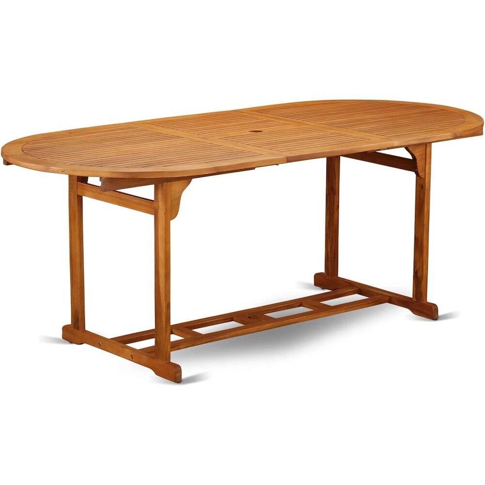 Angle. East West Furniture - Wooden Patio Set Natural Oil - Brown.