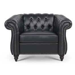 Boyel Living - Traditional Faux Leather Upholstered Club Chair - Black and Matte Black and Silver
