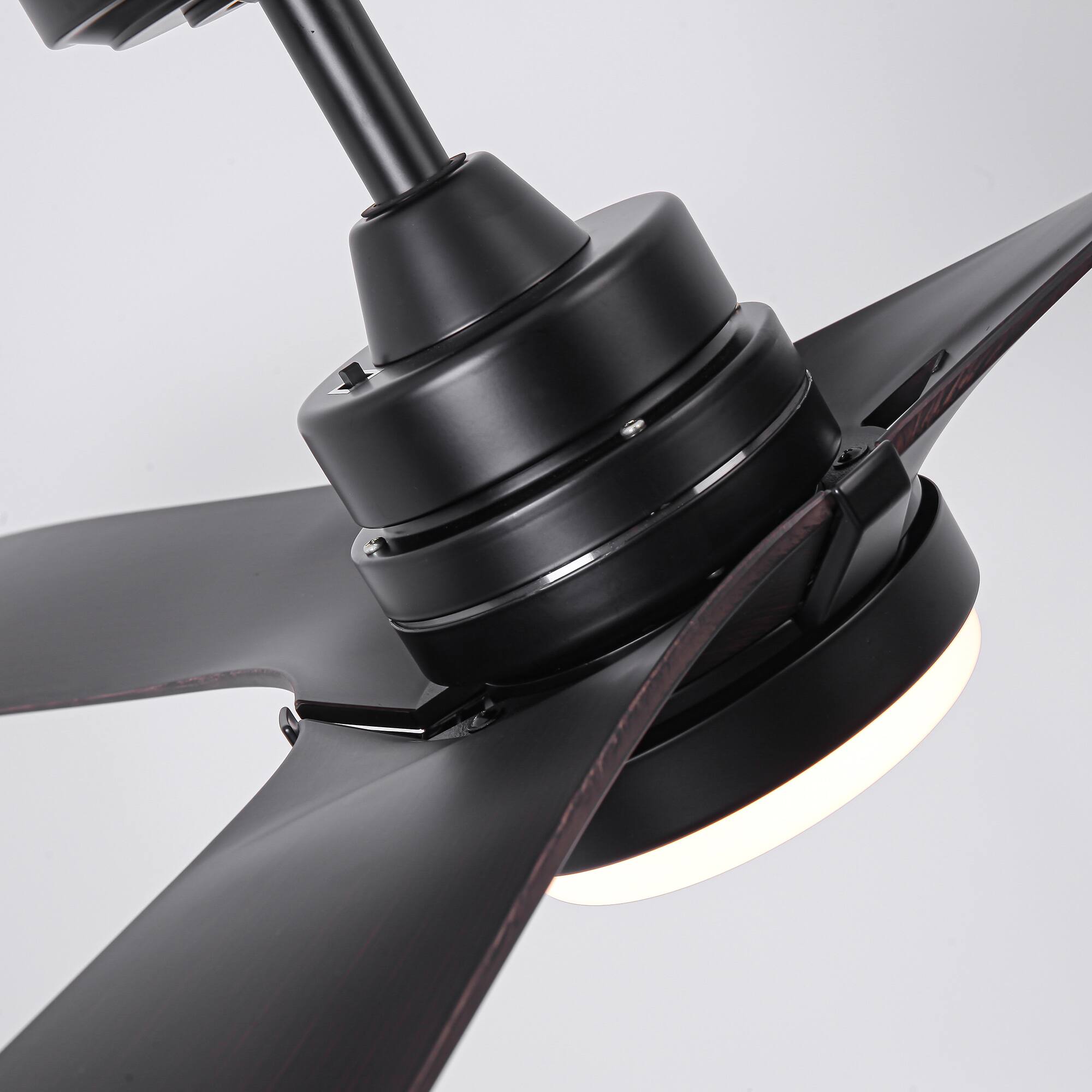 Alt View 3. Parrot Uncle - 52" Modern Black Dimming LED Ceiling Fan with Light and Remote - Black.