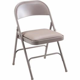 Lorell - Padded Seat Folding Chairs Color Vinyl Material Frame Steel 4 / Carton - Beige