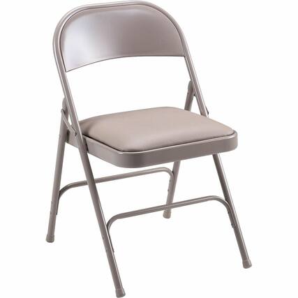 Front. Lorell - Lorell Padded Seat Folding Chairs Beige Color Vinyl Material Frame Steel 4 / Carton - Beige.