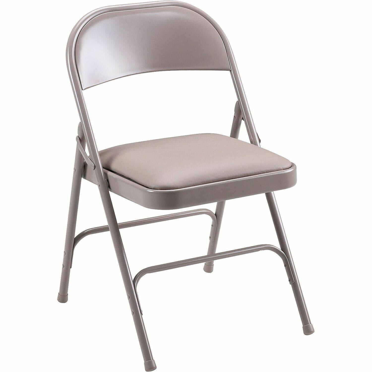 Front. Lorell - Lorell Padded Seat Folding Chairs Beige Color Vinyl Material Frame Steel 4 / Carton - Beige.