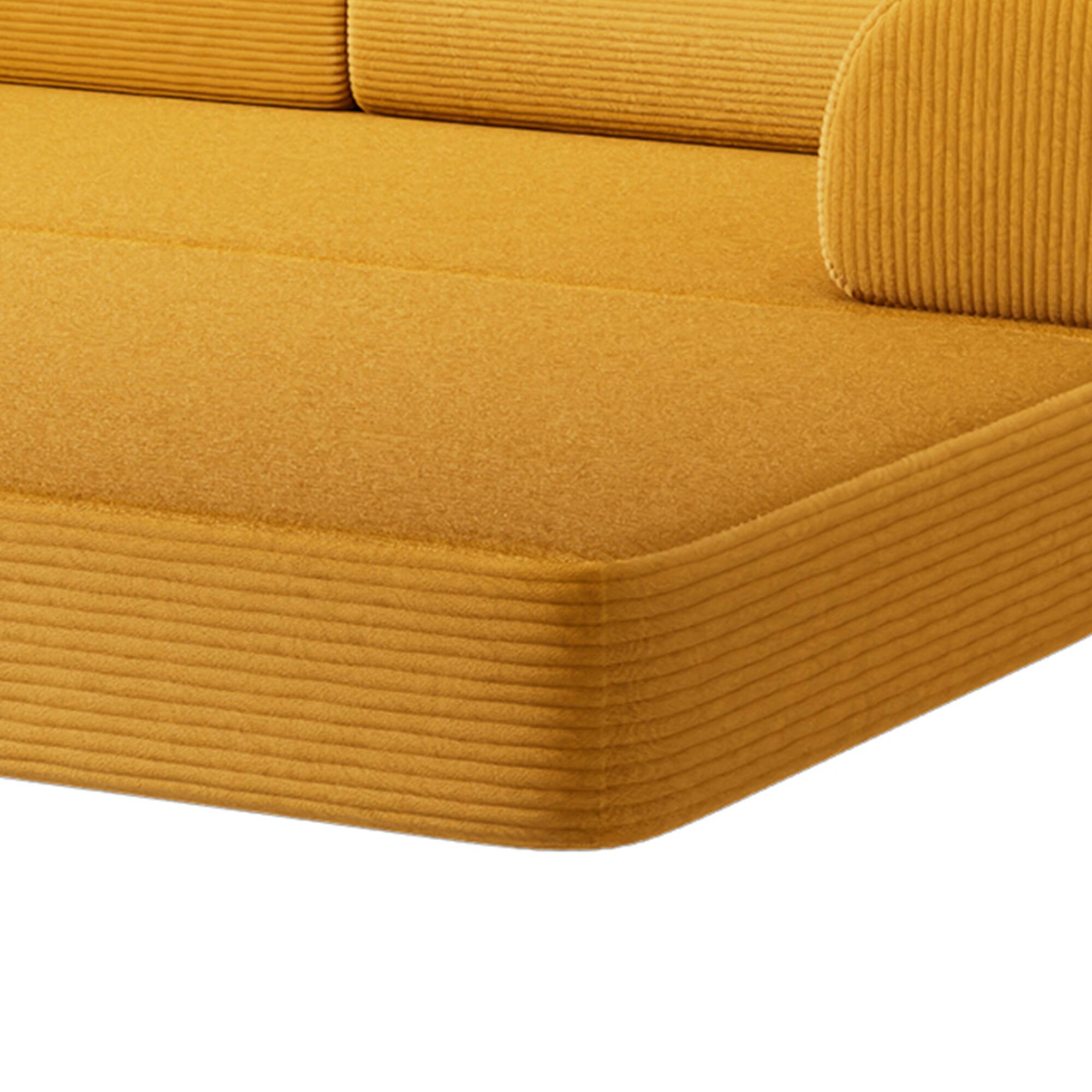 Alt View 4. Vaczon - 79" Modular Convertible Sofa Bed with High-Density Foam and Corduroy Upholstery with Lumbar Pillow Included - Ginger.