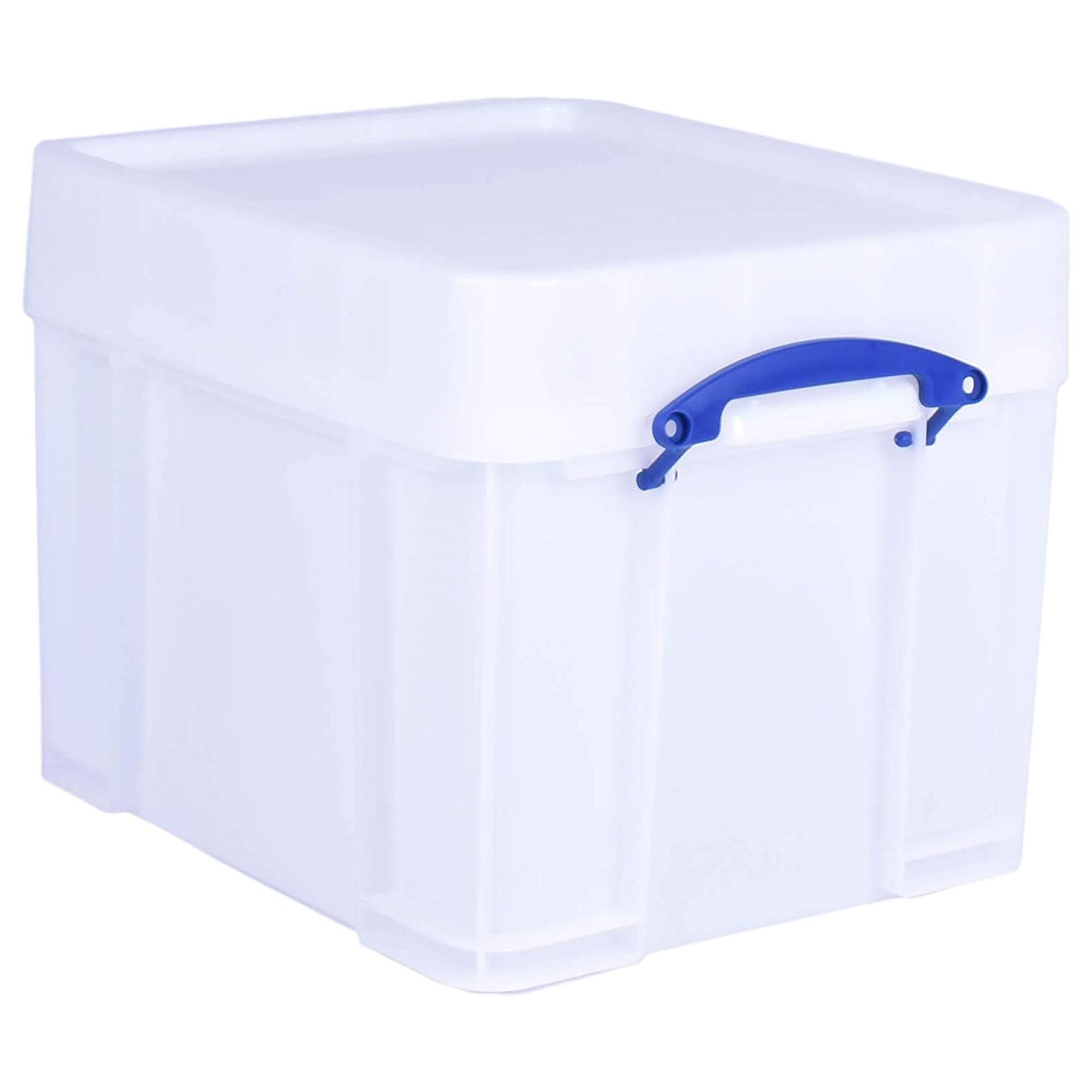 Alt View 1. Really Useful Box - Really Useful Box 35 Liter Extra Strong Plastic Storage Box with XL Lid, 3 Pack - White.