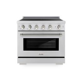 ZLINE - Autograph 36 in. 5.2 cu. ft. Paramount Freestanding Induction Range with 5 Burners and Polished Nickel Helix Handle - Stainless Steel