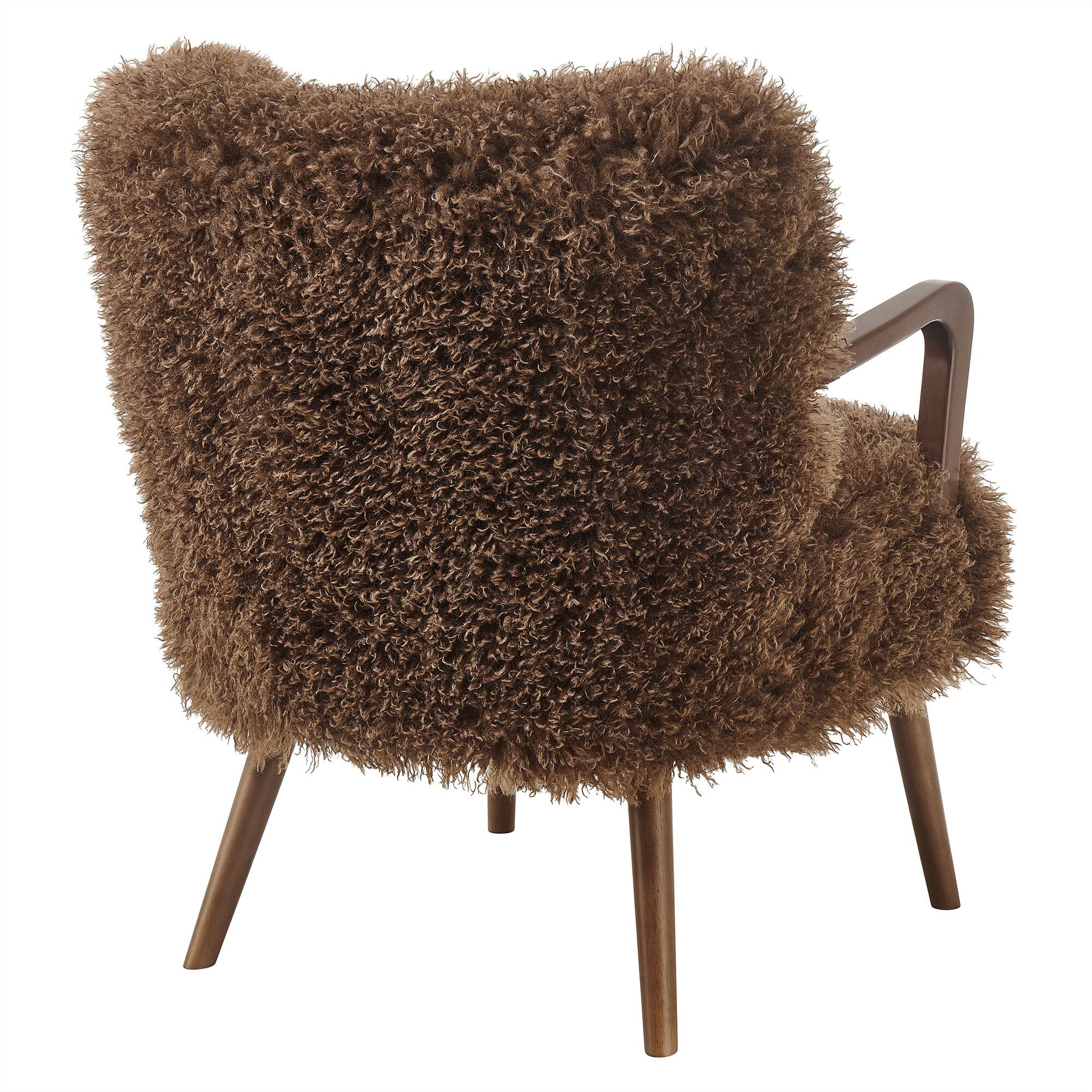 Alt View 3. Modway - Zerra Faux Shearling Accent Armchair by Modway - Brown.