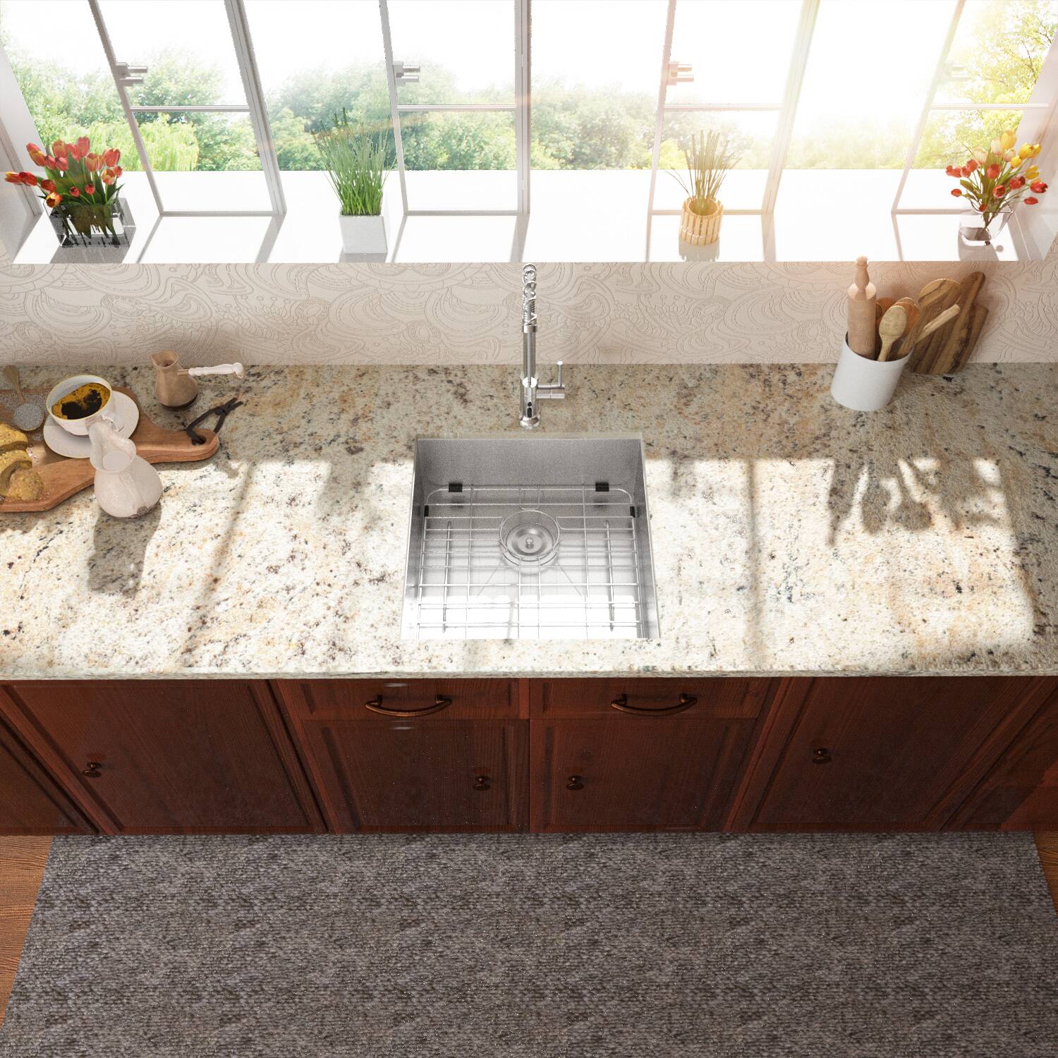 Left. Lordear - 15x20 Inch Undermount bar Sink 16 Gauge T304 Stainless Steel Single Bowl kitchen RV sink - Stainless steel.