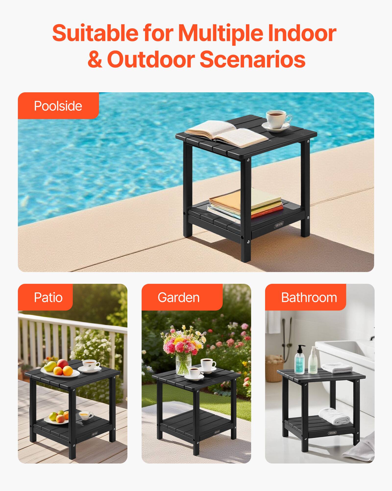 Suitable for Multiple Indoor & Outdoor Scenarios

- Poolsides
- Patio
- Garden
- Bathroom